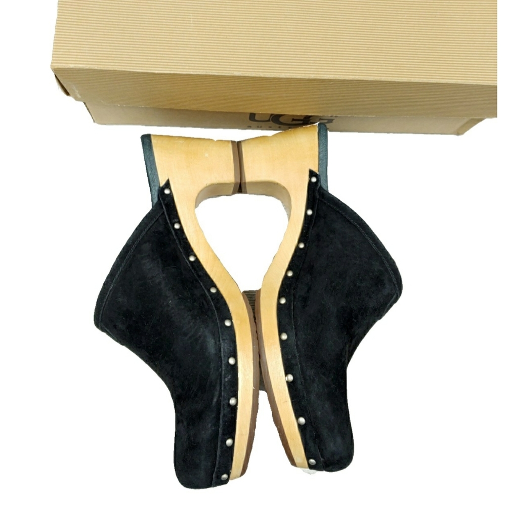 SOLD UGG Abbie $149 Black Sheepskin Clogs in BOX - Picture 6 of 10
